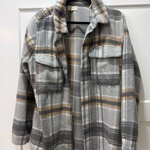 MELLODAY Gray and Tan Plaid Shacket. Size XL